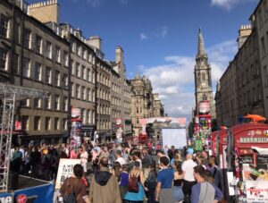 High street in Edinburgh at fringe